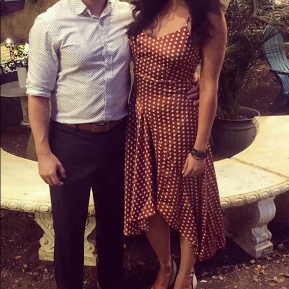 Rust Brown Polka Dot Backless Handkerchief Dress - Picture 6 of 6